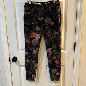 Pilcro and the Letterpress Black Floral Velvet Skinny Jeans